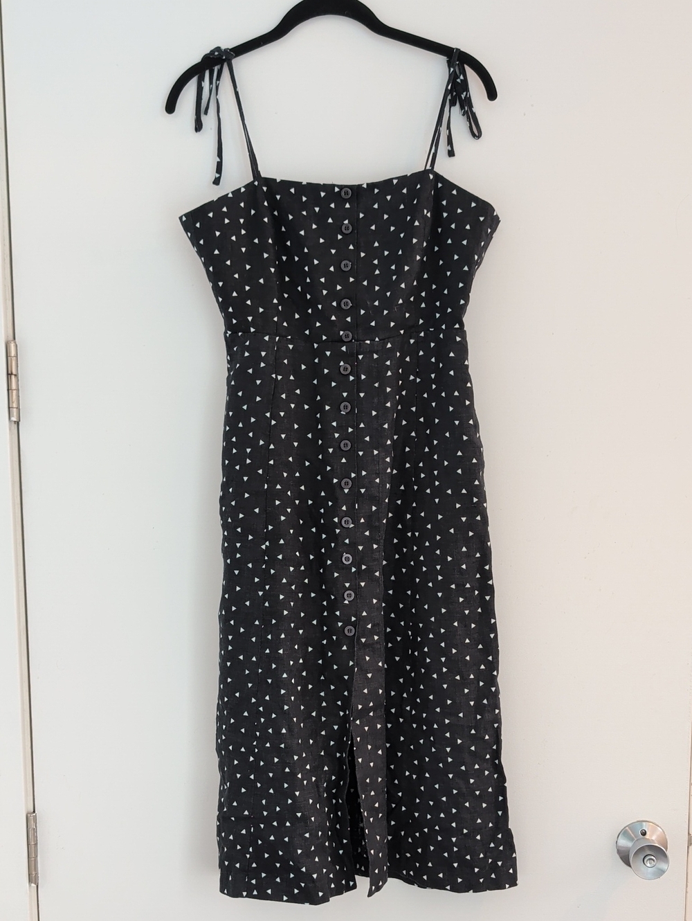 Sly 100% Linen Black And White Midi Dress Size 2
